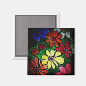 bunt blühende Blume Magnet (Vorderseite/Rückseite)