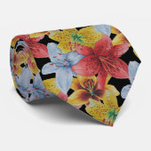 bunt blühende Lilienblütenblüte überall kühn Blume Krawatte (Gerollt)