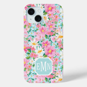 Bunt blühender Garten mit Monogramm Case-Mate iPhone Hülle