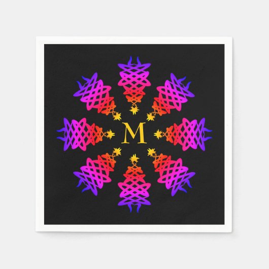 Bunt | CHRISTMAS TREE | Monogramm Serviette (Vorderseite)