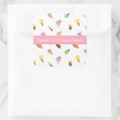Bunt, elegant, Eiscreme-Wohnzimmer-Geschäft Quadratischer Aufkleber (Tasche)