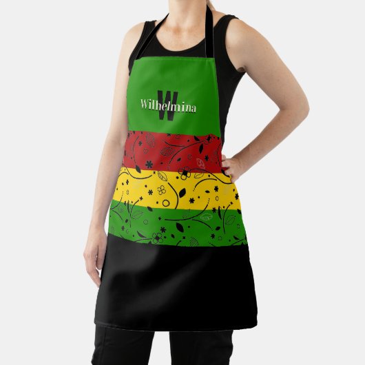 Bunt | Floral | Monogramm Personalisiert Schürze (InSitu)