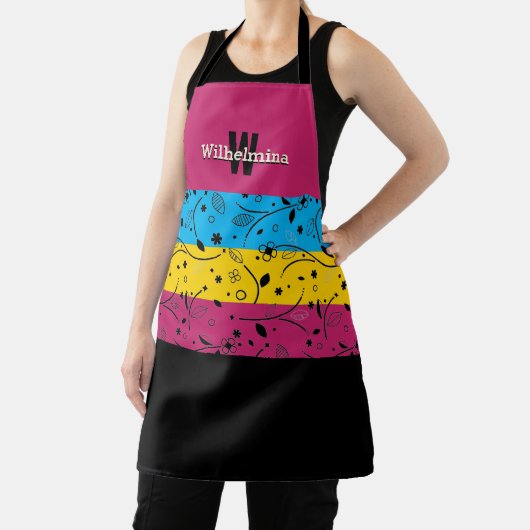 Bunt | Floral | Personalisiert Monogramm Schürze (InSitu)