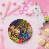 bunt, fröhlich, farbig + Muster, textil Pappteller (Party)