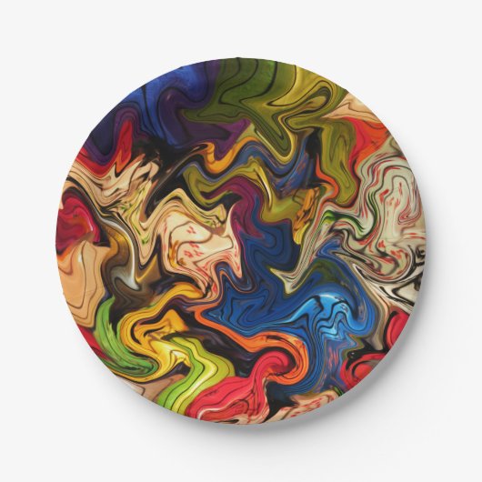 bunt, fröhlich, farbig + Muster, textil Pappteller (Vorderseite)