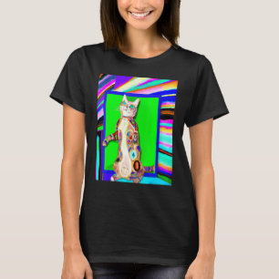 Bunt gefärbtes Kätzchen Katzen-Meme T-Shirt