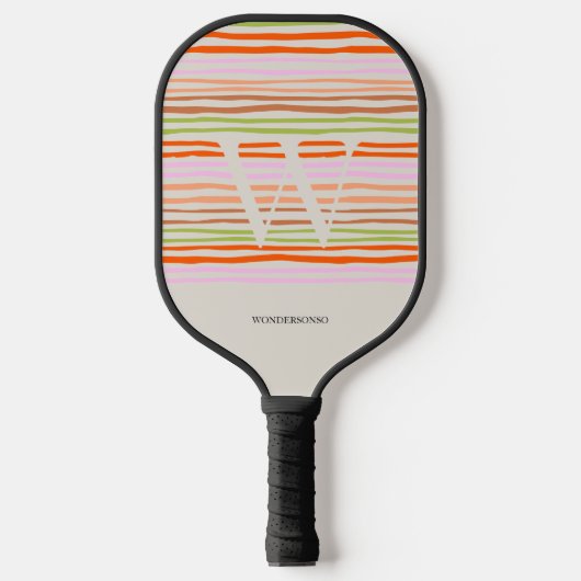 Bunt Gestreift Retro Benutzername Pickleball Schläger (Vorderseite)