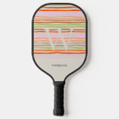 Bunt Gestreift Retro Benutzername Pickleball Schläger (Rückseite)