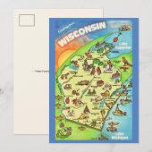 Bunt illustrierte 5x7 große Wisconsin-Postkarte (Vorne/Hinten)