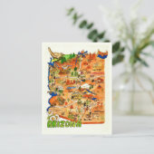 Bunt illustrierte Arizona-Karte Postkarte (Stehend Vorderseite)