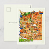 Bunt illustrierte Arizona-Karte Postkarte (Vorne/Hinten)