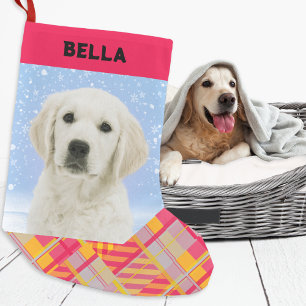 Bunt Kariert Dein Hund Foto Name Haustierliebhaber Kleiner Weihnachtsstrumpf