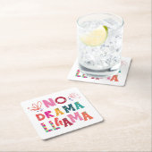 Bunt kein Drama-Lama Rechteckiger Pappuntersetzer (Vor Ort)