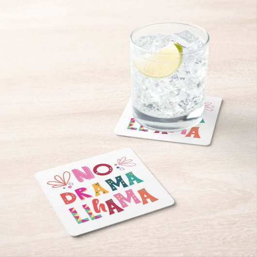 Bunt kein Drama-Lama Rechteckiger Pappuntersetzer (Vor Ort)