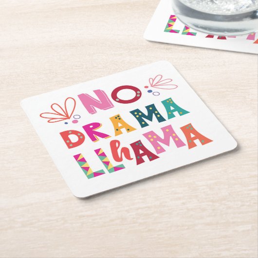 Bunt kein Drama-Lama Rechteckiger Pappuntersetzer (angewinkelt)