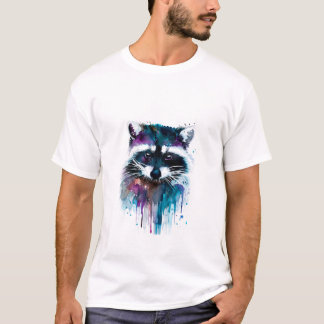 bunt künstlerische Raccoon-Tee T-Shirt