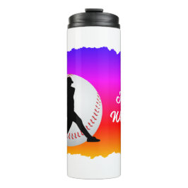 Bunt mit Spieler und Ball Farbige Thermosbecher