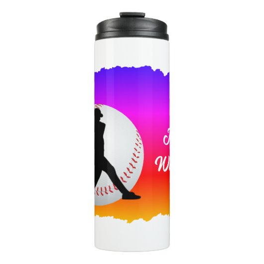 Bunt mit Spieler und Ball Farbige Thermosbecher (Vorderseite)