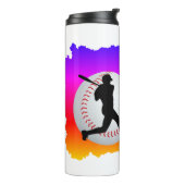 Bunt mit Spieler und Ball Farbige Thermosbecher (Nach links gedreht)