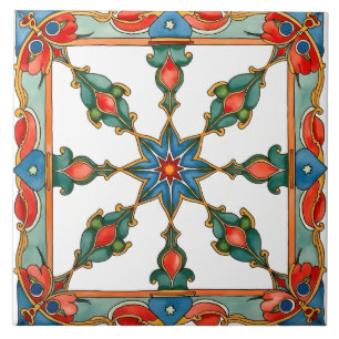 Bunt,Mittelmeer-,Mosaik,blau,orange,grün, Fliese