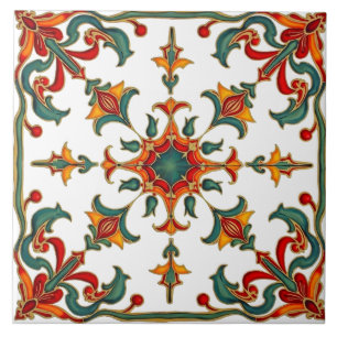 Bunt,Mittelmeer-,Mosaik,rot,orange,grün, Fliese