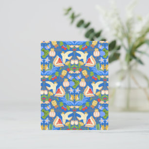 bunt niedlich fruchtig blumenreich postkarte