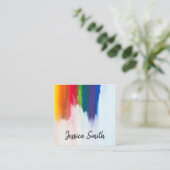 Bunt | Pinselstriche | Künstlerin Quadratische Visitenkarte (Stehend Vorderseite)