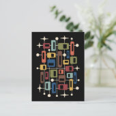 Bunt Retro Mitte des Jahrhunderts Modern Atomar Ab Postkarte (Stehend Vorderseite)
