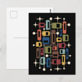 Bunt Retro Mitte des Jahrhunderts Modern Atomar Ab Postkarte (Vorne/Hinten)