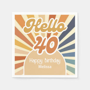 Bunt Retro Sonne Groovy Welle Hallo 40. Geburtstag Serviette
