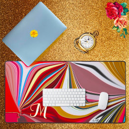 Bunt Rosa Rot Gold Monogramm verflüssigen Abstract Schreibtischunterlage