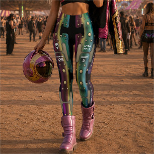 Bunt schillernder Regenbogen-Metal-Raum-Mädchen-Gr Leggings