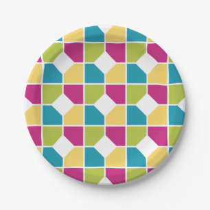 Bunt   SOMMERFARBEN   Quadranten   Geometrisch Pappteller