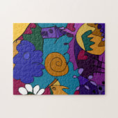 Bunt, Spaß, flippiges Gekritzel-Kunst-Puzzlespiel Puzzle (Horizontal)