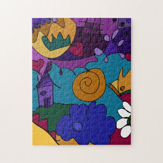 Bunt, Spaß, flippiges Gekritzel-Kunst-Puzzlespiel Puzzle (Vertikal)