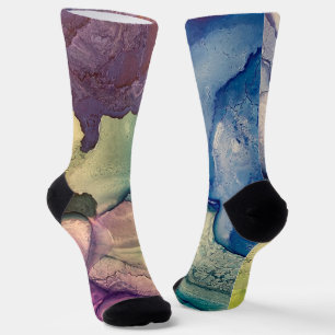 Bunt strukturierte Alkoholtinte Flüssigkeit abstra Socken