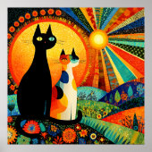 Bunt und lustig, zwei Katzen, Poster (Vorne)