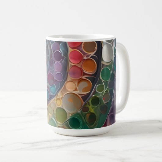bunt und modern, Dekokissen Kaffeetasse (VorderseiteRechts)