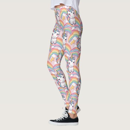 bunt Unicorn Regenbogenballonmuster für sie Leggings (Links)