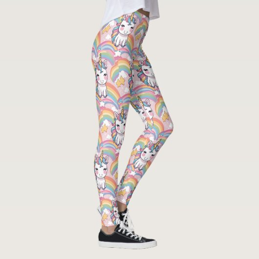 bunt Unicorn Regenbogenballonmuster für sie Leggings (Rechts)