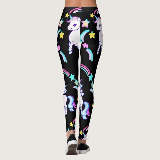 bunt Unicorn Regenbogenballonmuster für sie Leggings (Rückseite)