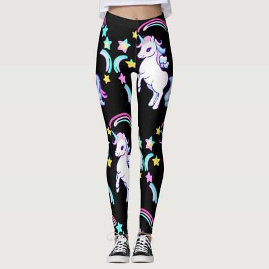 bunt Unicorn Regenbogenballonmuster für sie Leggings (Vorderseite)