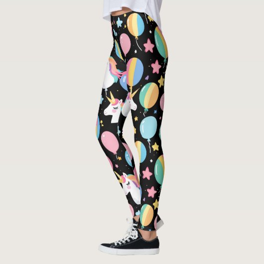 bunt Unicorn Regenbogenballonmuster für sie Leggings (Links)