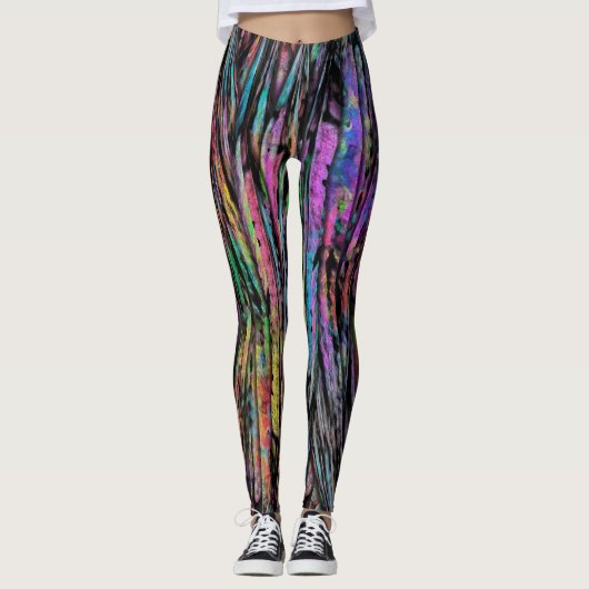 Bunt, verrückt, Funky mit vertikaler abstrakter Leggings (Vorderseite)