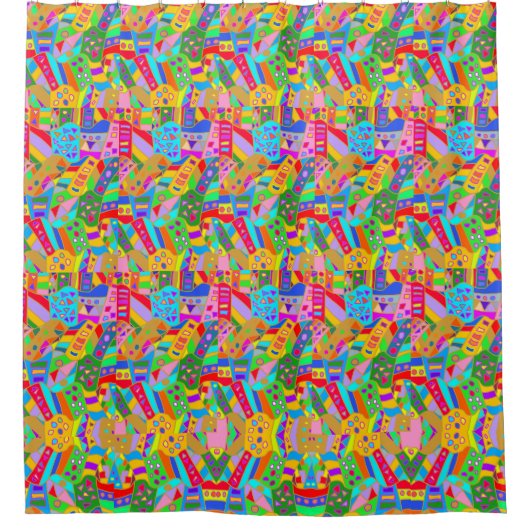 bunt verrücktes Muster moderne Kunst hippy Duschvorhang (Vorderseite)