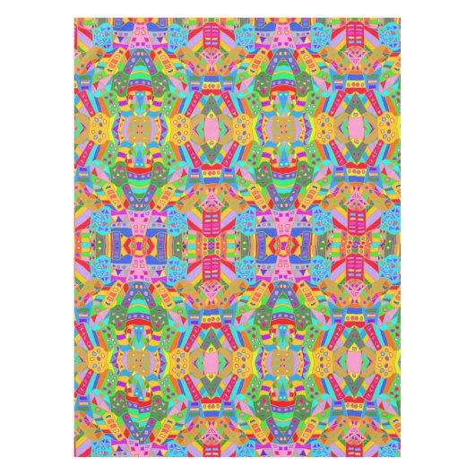 bunt verrücktes Muster moderne Kunst hippy Tischdecke (Vorderseite)