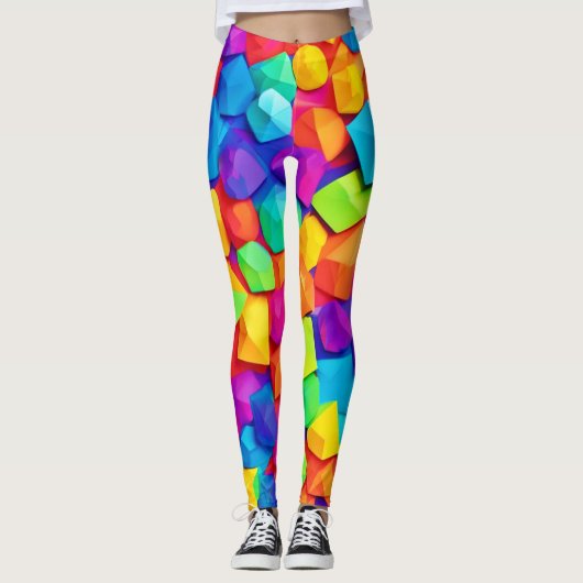 Bunt zusammengewürfelte Formen Leggings (Vorderseite)