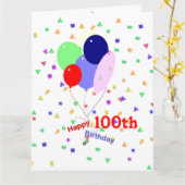 Bunte 100. Geburtstags-Ballone Karte (Gelbe Blume)