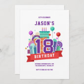 Bunte 18. Geburtstagsparty Einladung (Vorne/Hinten)