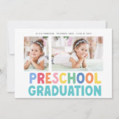 Bunte 2-Foto-Vorschulabschlusspartei Einladung (Vorderseite)